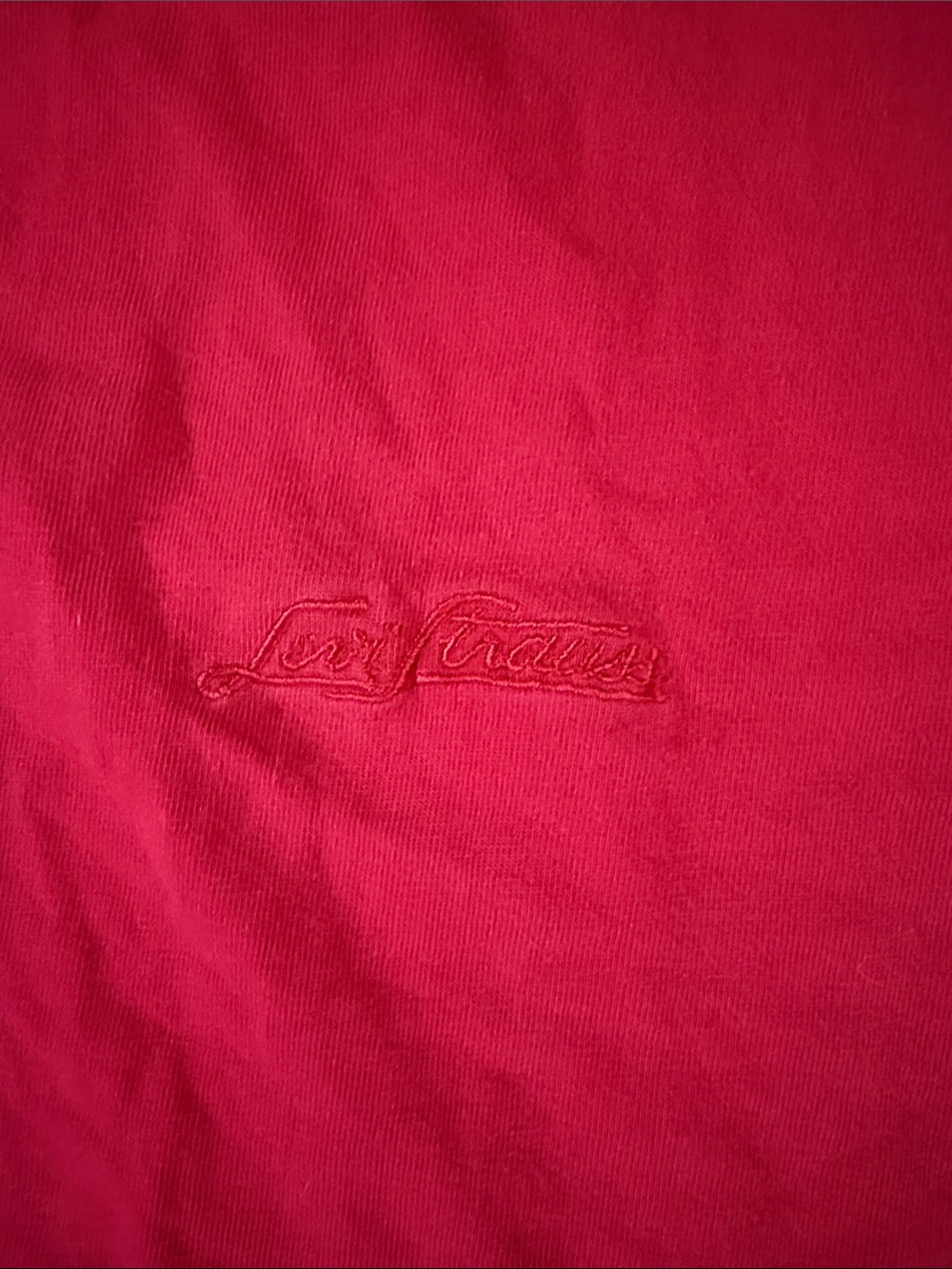 Vintage Embroidered Men’s Levi’s Short Sleeve Crew Neck T-Shirt in Bright Red - Picture 2 of 3